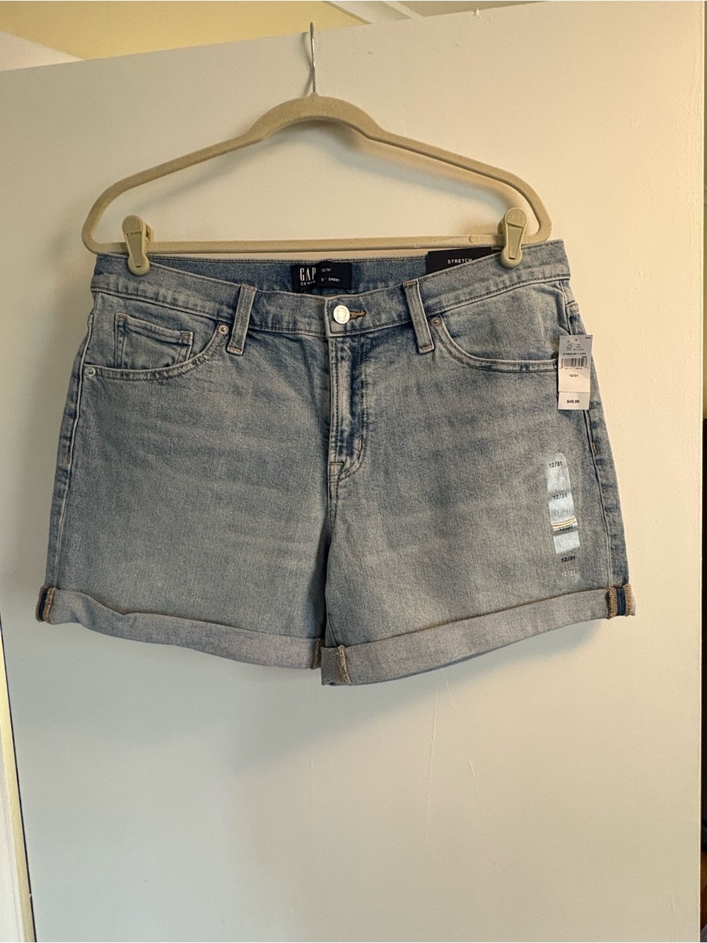 GAP Light Wash Roll-Cuff Denim Shorts